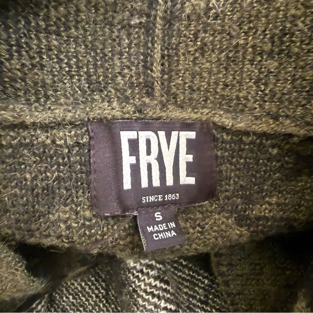 Frye Women's The Cozy Cardigan, Green (Burnt Olive Combo), Size S - Picture 11 of 11